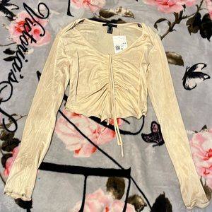 Forever 21 Cream Long-sleeve Kint Top Size M
